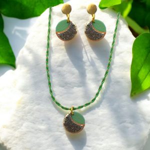 Conjunto gargantilla verde