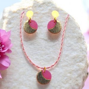 Conjunto gargantilla rosa