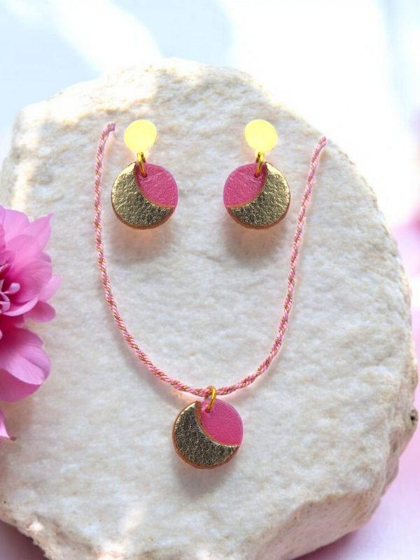Conjunto gargantilla rosa
