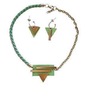 Conjunto Asimétrica verde-oro