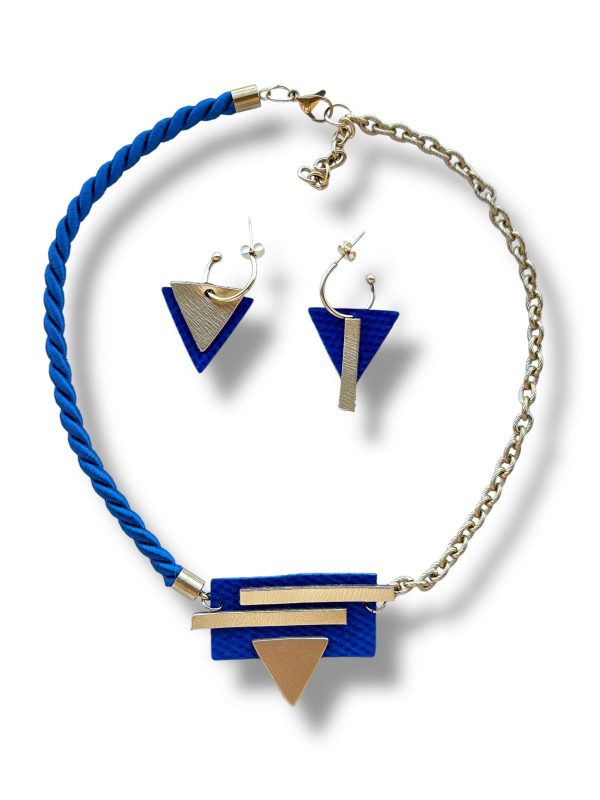 Conjunto Asimétrica azulón y oro