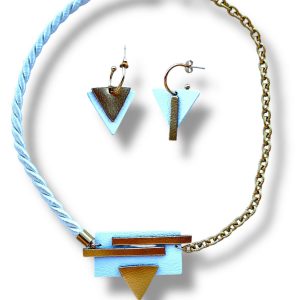 Conjunto Asimétrica blanco y oro