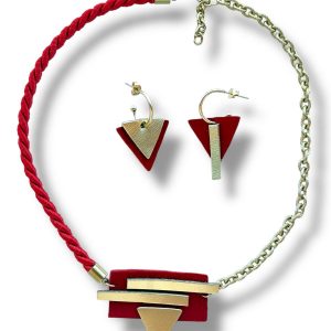 Conjunto Asimétrica rojo y oro