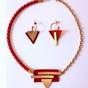 Conjunto Asimétrica rojo y oro