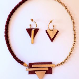 Colgante Asimétrica vino y oro