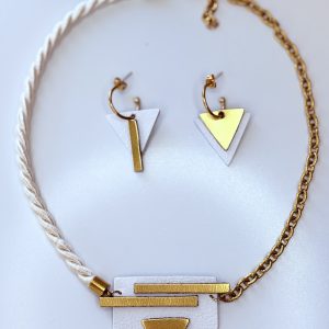 Conjunto Asimétrica blanco y oro