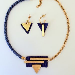 Conjunto Asimétrica azulón y oro