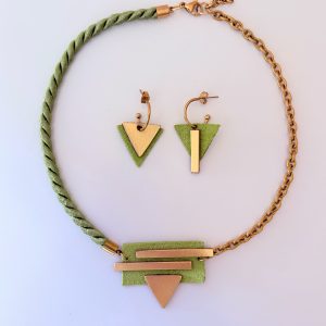 Conjunto Asimétrica verde-oro