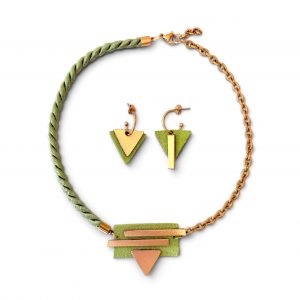Conjunto Asimétrica verde-oro