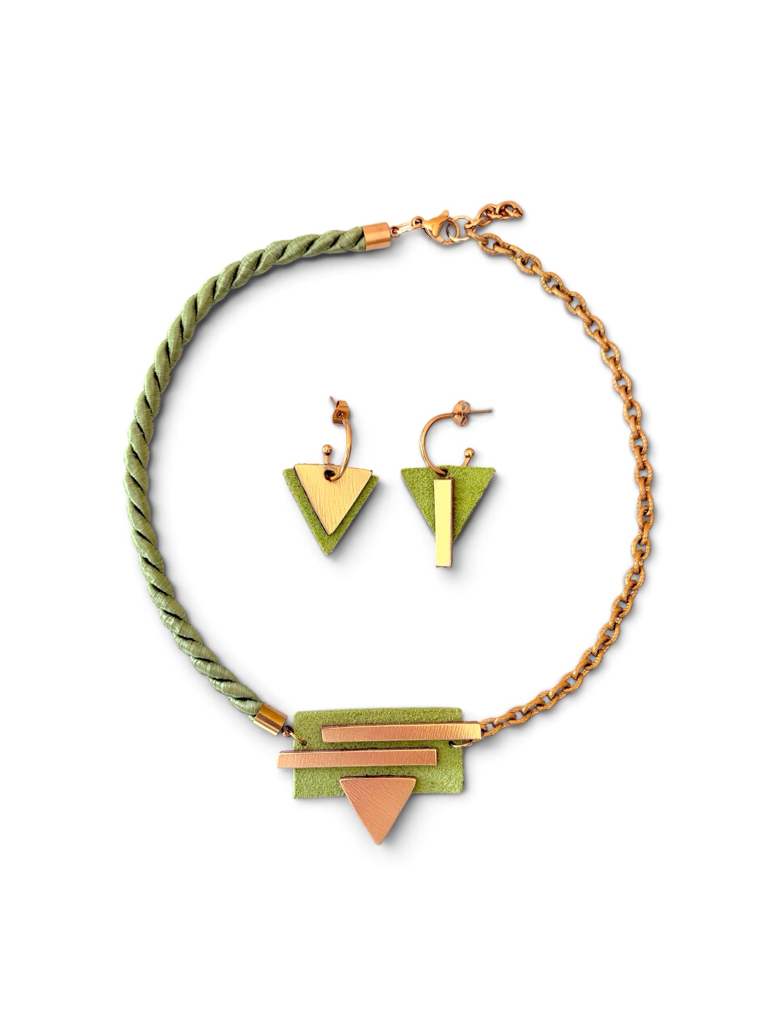 Conjunto Asimétrica verde-oro