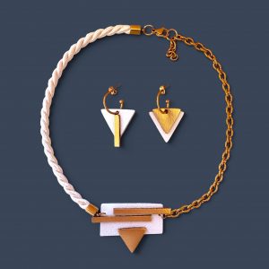 Conjunto Asimétrica blanco y oro