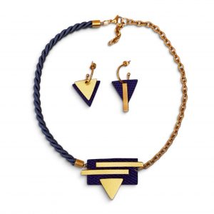 Conjunto Asimétrica azulón y oro