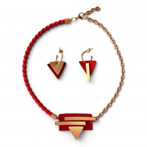 Conjunto Asimétrica rojo y oro