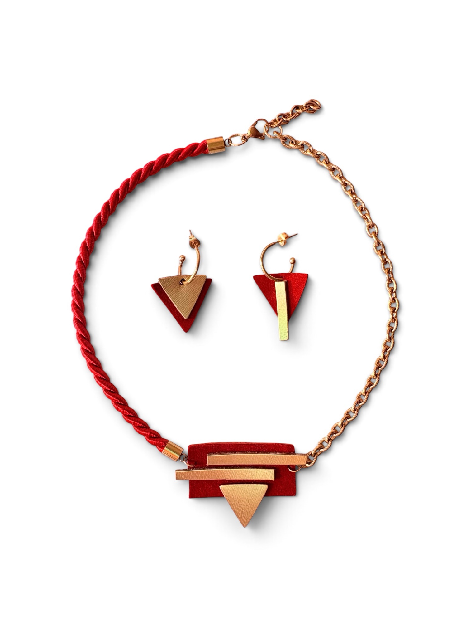 Conjunto Asimétrica rojo y oro