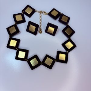 Conjunto de gargantilla GAIA con pendientes/colgante en Y en marino y oro