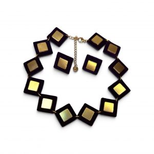 Conjunto de gargantilla GAIA con pendientes/colgante en Y en marino y oro