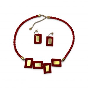 Conjunto GAIA asimétrico rojo escarlata y oro