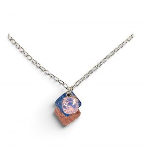 Collar de piel + Swarovski + plata en rosa