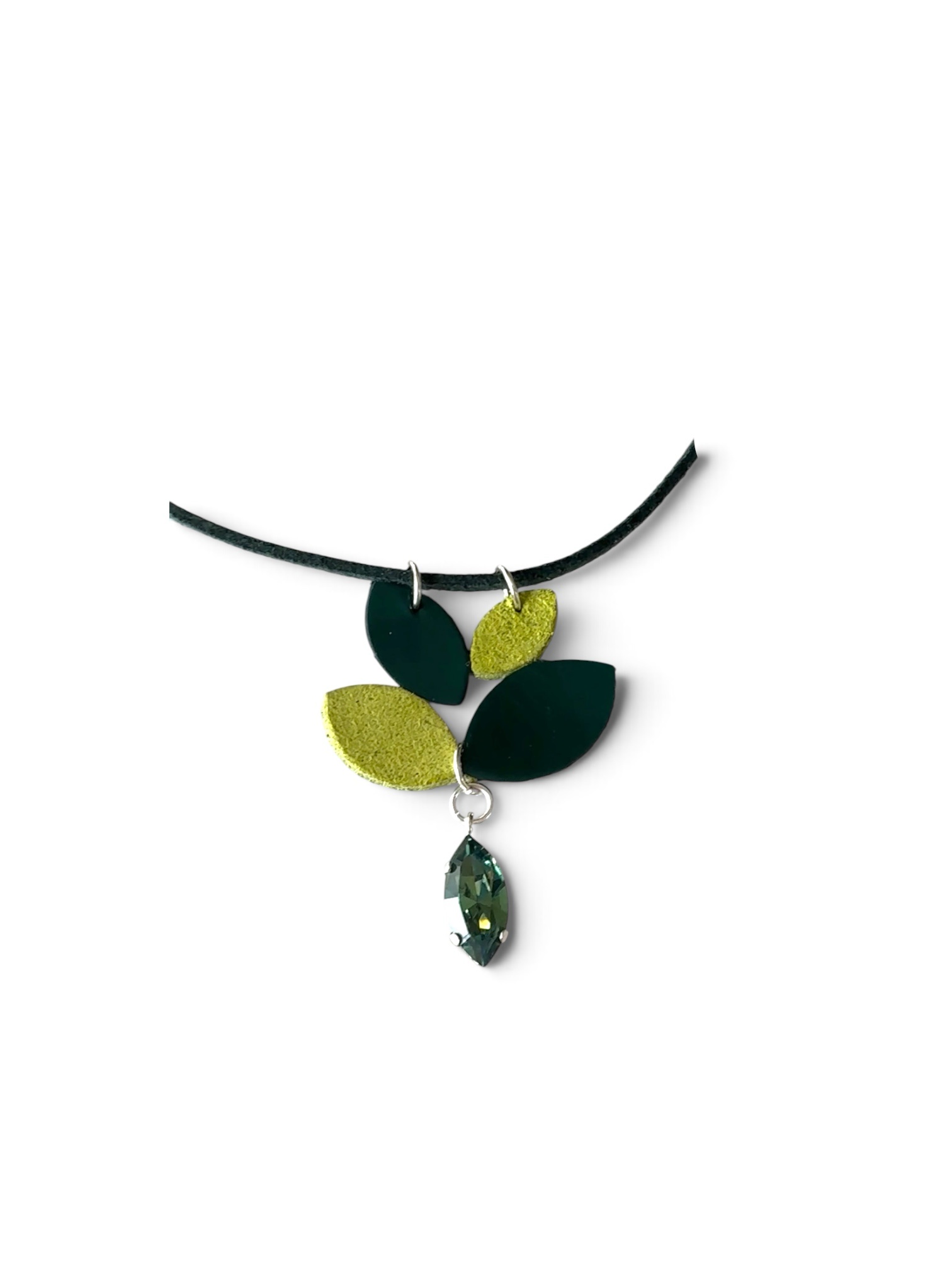 Colgante hojas verde con Swarovski