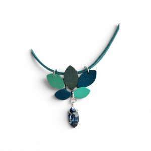 Colgante hojas azul con Swarovski